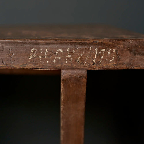 Lemieux et Cie Pierre Jeanneret writing desk in solid teak - close-up of the original PU/PHY/119 institutional stencil