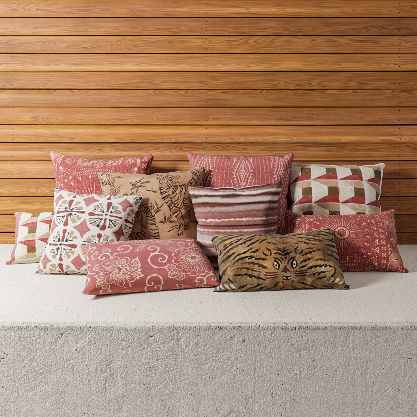 Indoor / Outdoor Pillow - Terracotta Watercolor Stripe