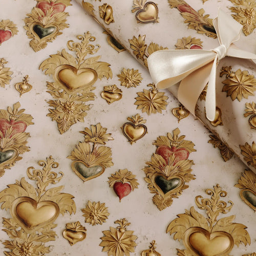 Lemieux et Cie  Sacred Heart valentine's day gift wrapping paper  influenced by French devotional art from the 18th century