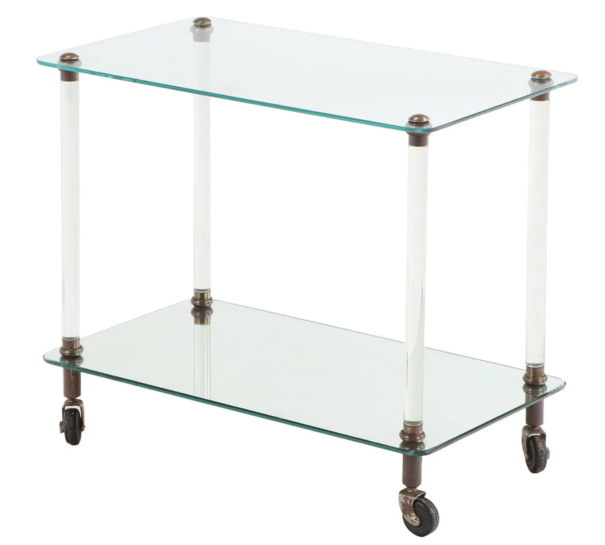 French Two-Tier Bar Cart with Glass Legs, c. 1950