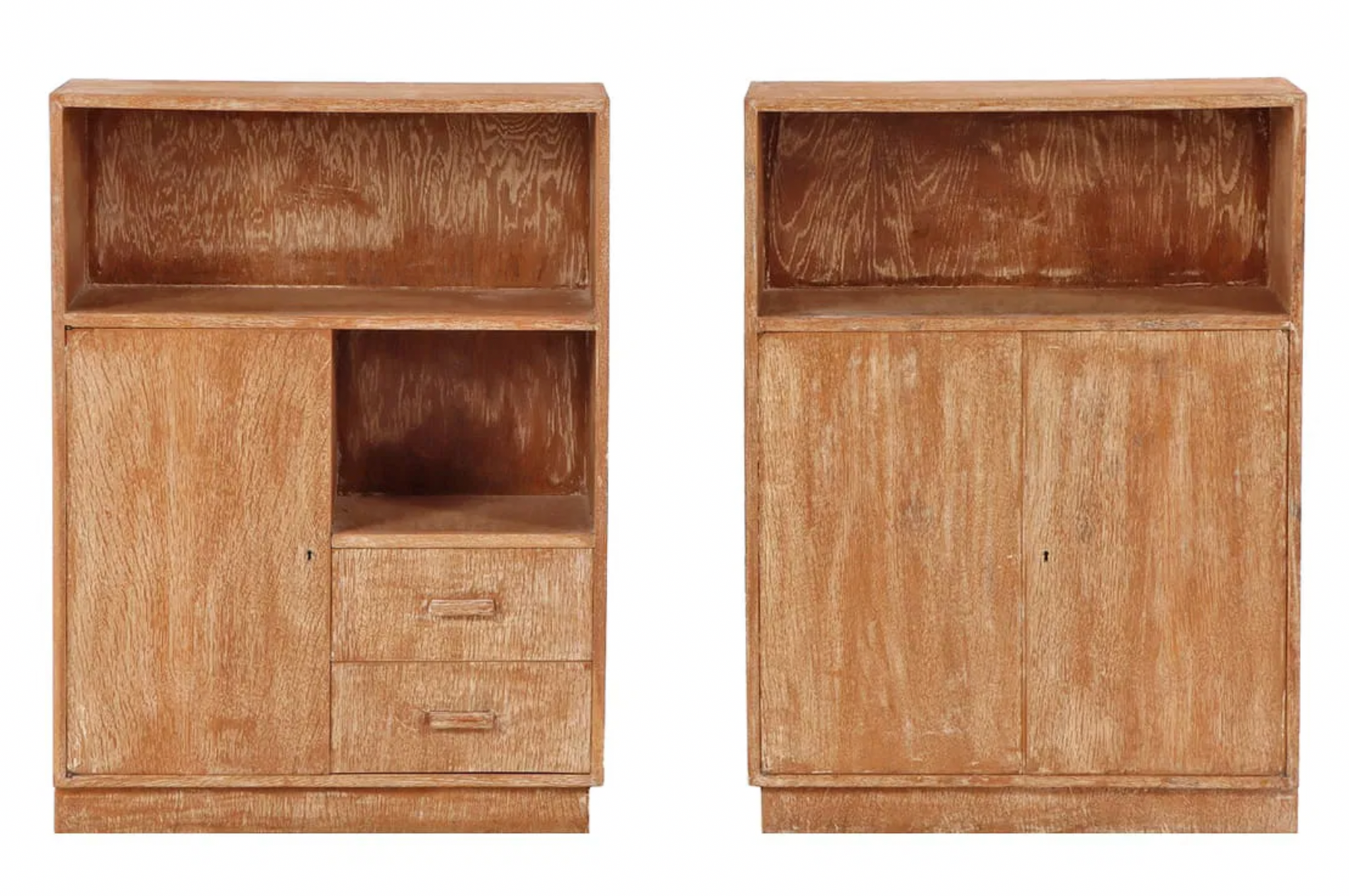 Pair of Cerused Oak Cabinets, c. 1945