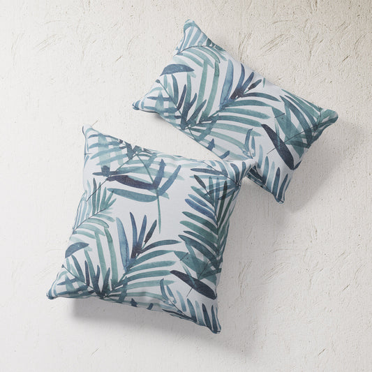 Indoor / Outdoor Pillow - Teal Palm Fronds