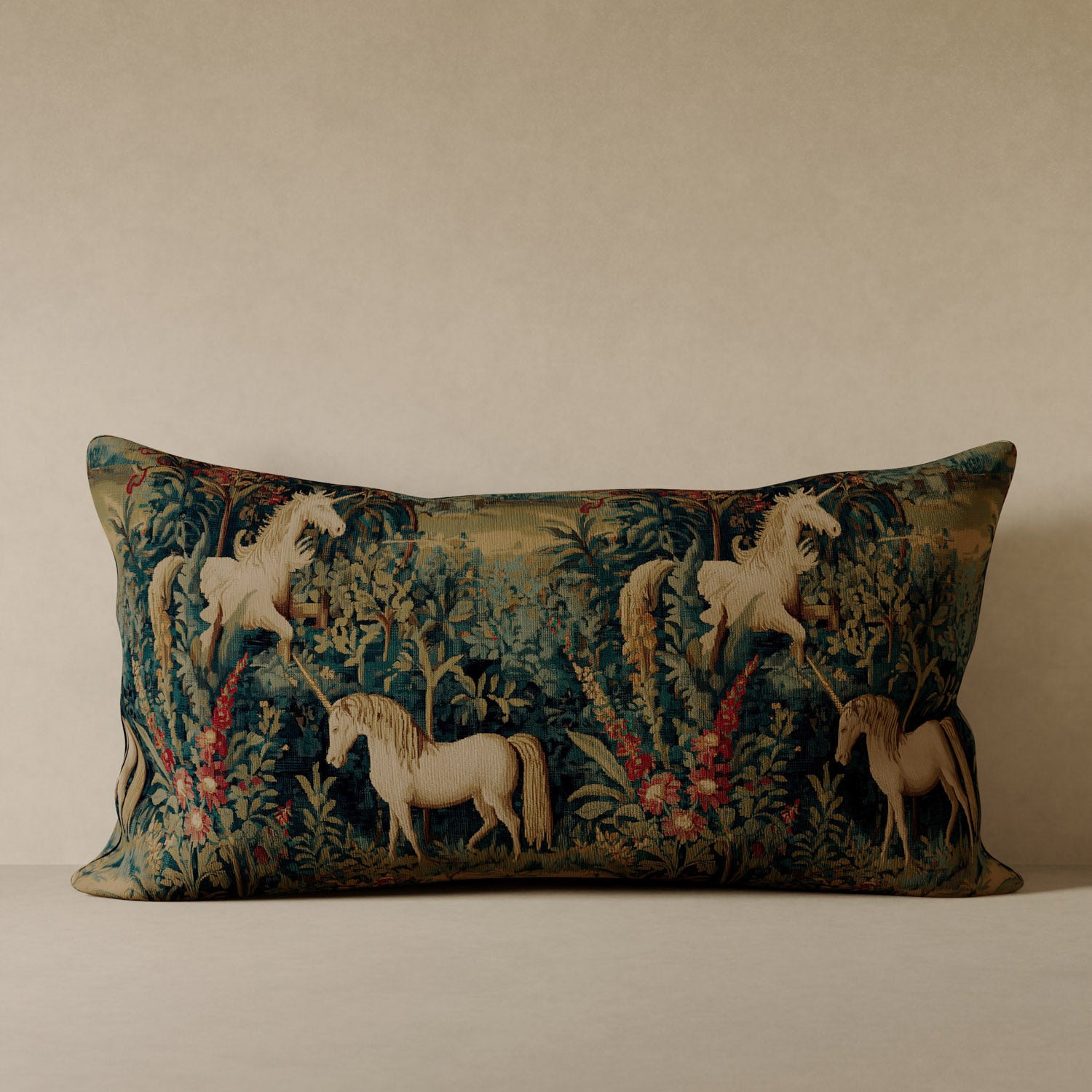 Unicorn Holiday Velvet Pillow