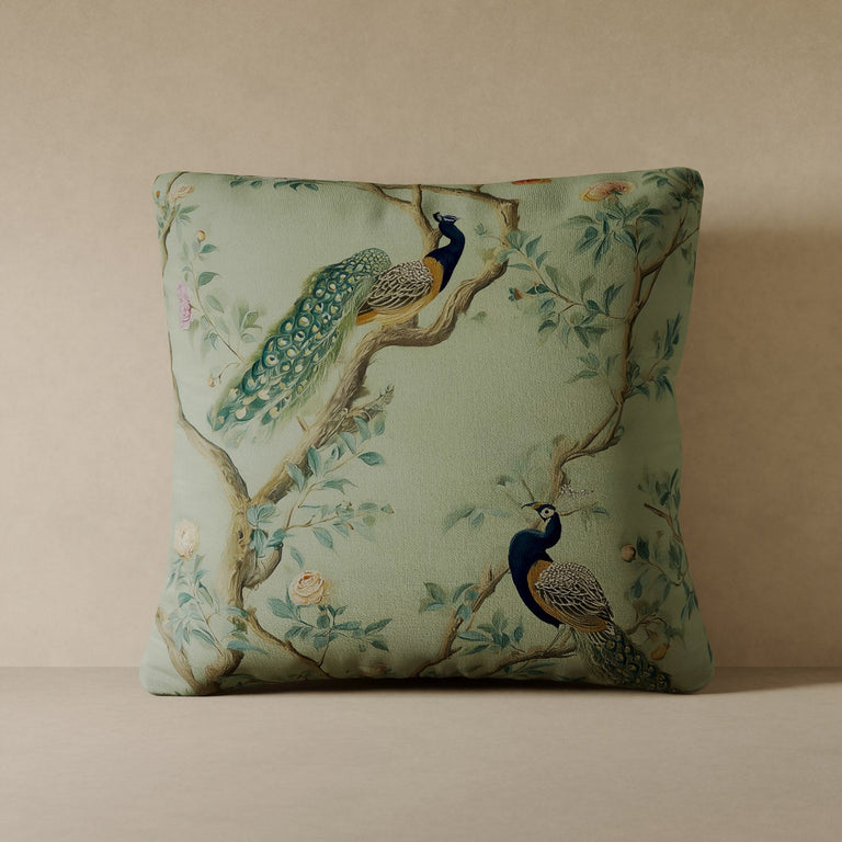 Peacock Plume Velvet Pillow