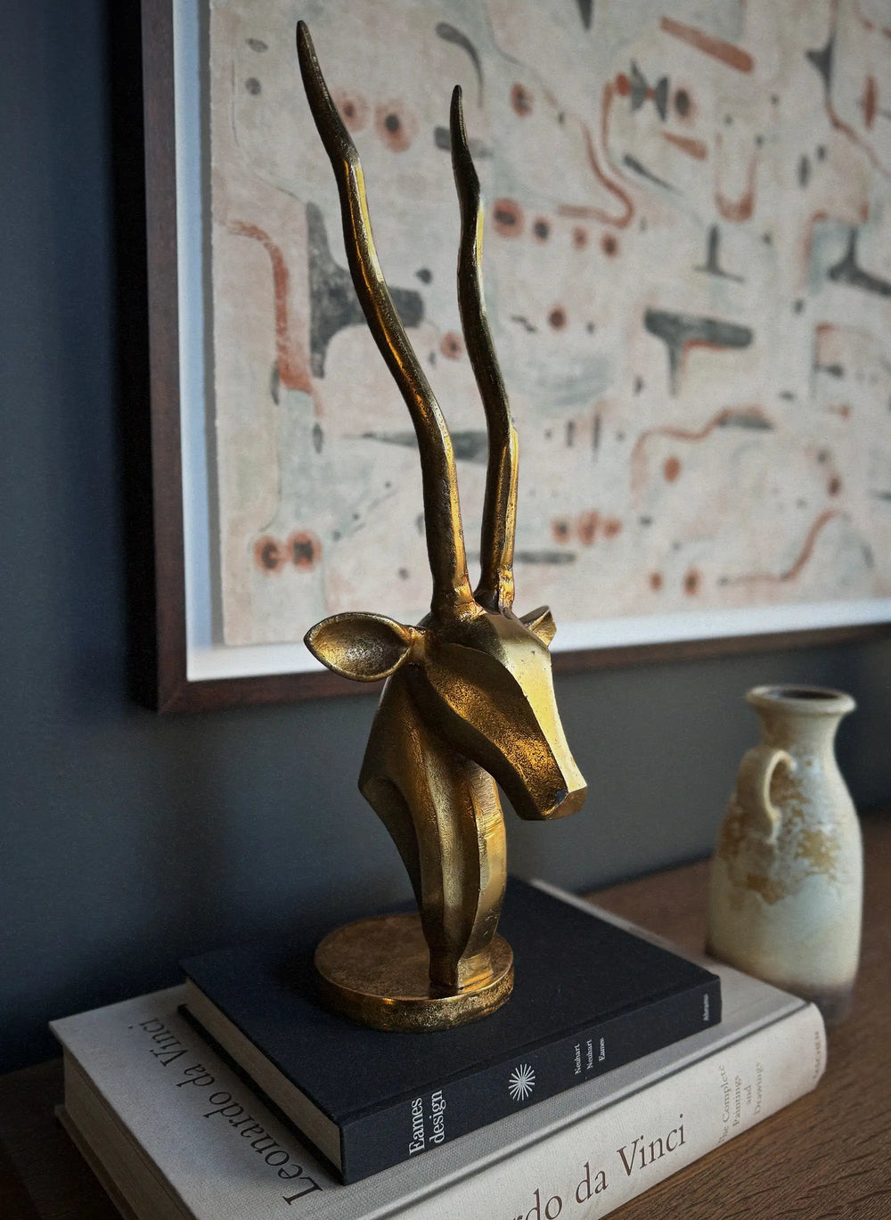 Vintage brass Antelope bust, Midcentury Modern