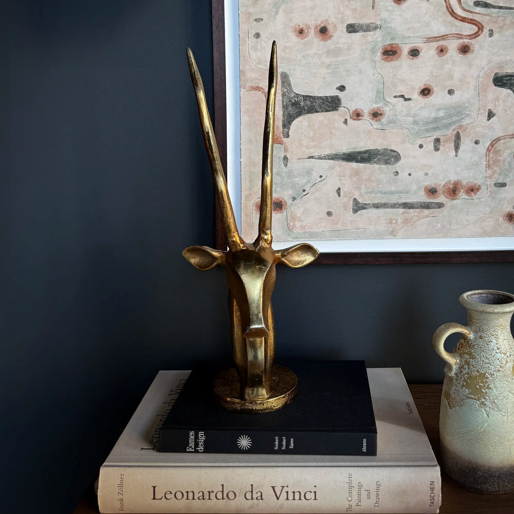 Vintage brass Antelope bust, Midcentury Modern
