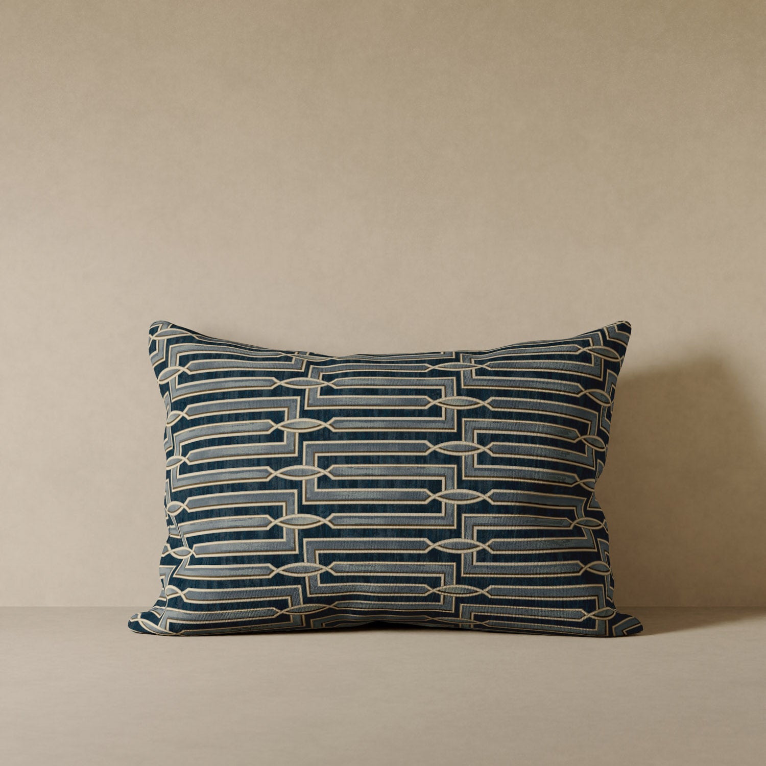 Arbus Stripe Velvet Pillow - Blue