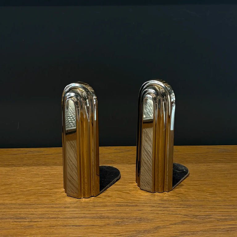 Vintage Arched Brass Mid-Century Modern Bookends