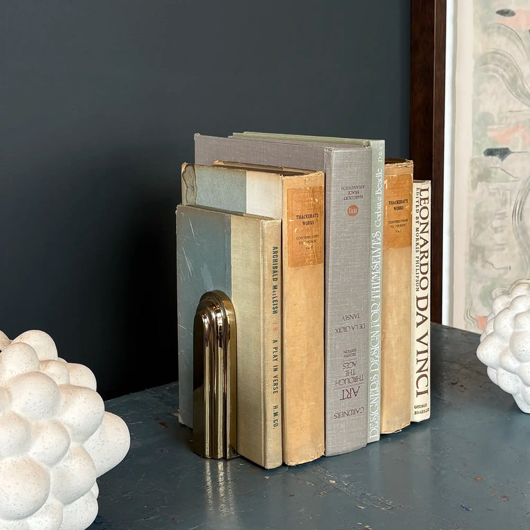 Vintage Arched Brass Mid-Century Modern Bookends