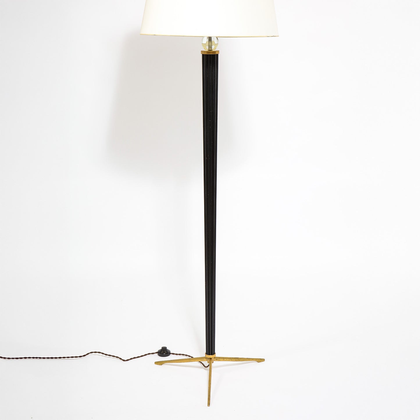 Walnut Bronze and Crystal Floor Lamp