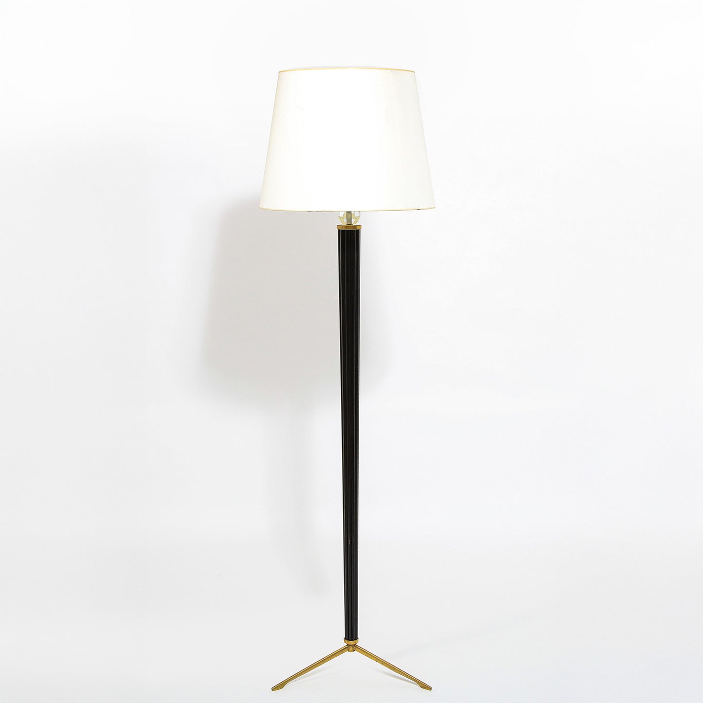 Walnut Bronze and Crystal Floor Lamp