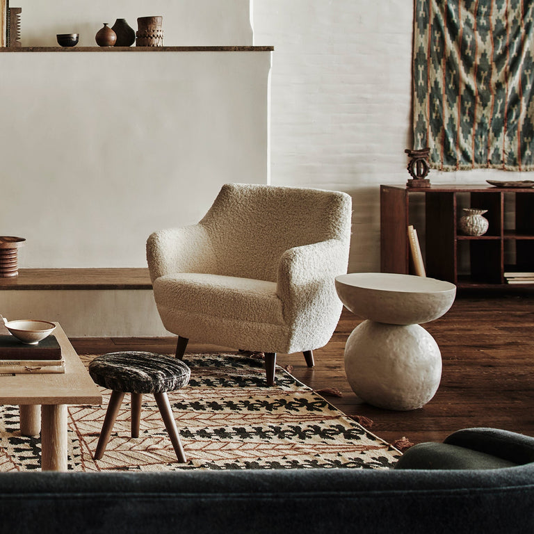 Charron Leather Ottoman - Brindle Grey HOH