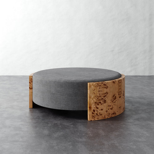 Benoit Coffee Table Ottoman - Chunky Basket Pewter