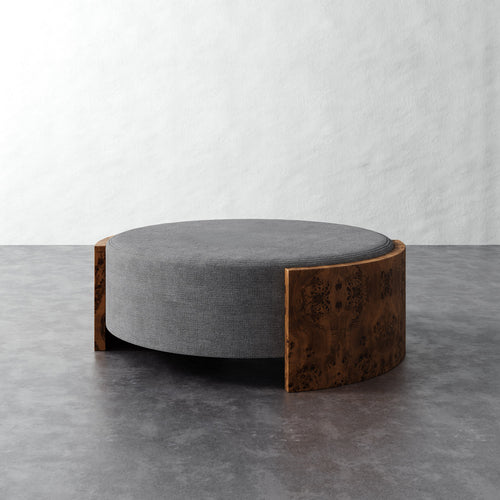 Benoit Coffee Table Ottoman - Chunky Basket Pewter