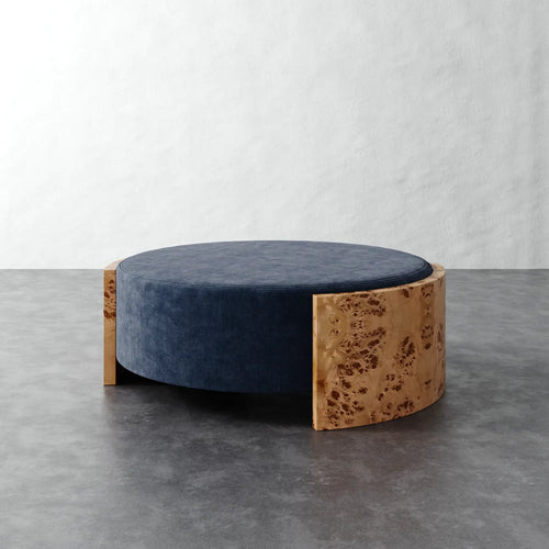 Benoit Coffee Table Ottoman - Indigo Strie Velvet