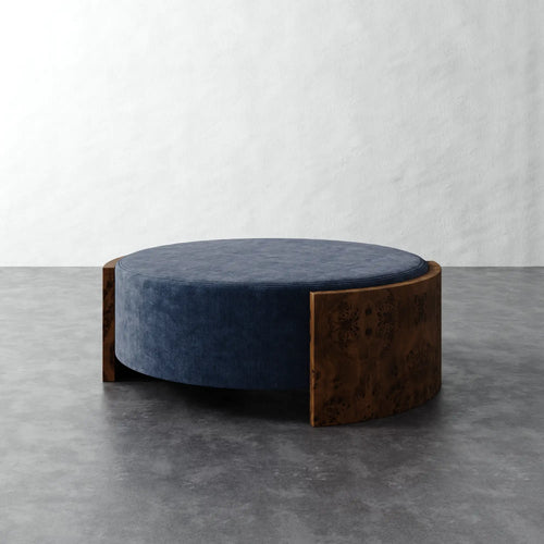 Benoit Coffee Table Ottoman - Indigo Strie Velvet
