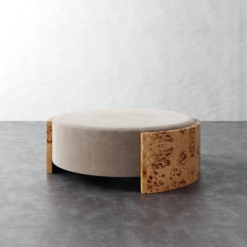 Benoit Coffee Table Ottoman - Performance Brushed Woven Velvet Dune