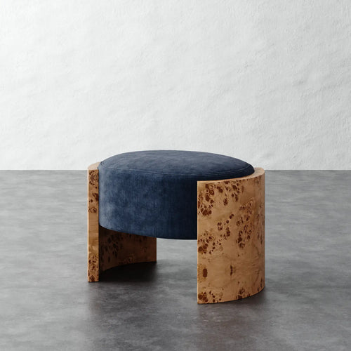 Benoit Ottoman - Indigo Strie Velvet