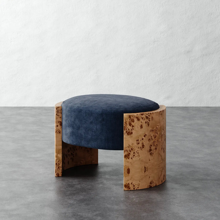 Benoit Ottoman - Indigo Strie Velvet