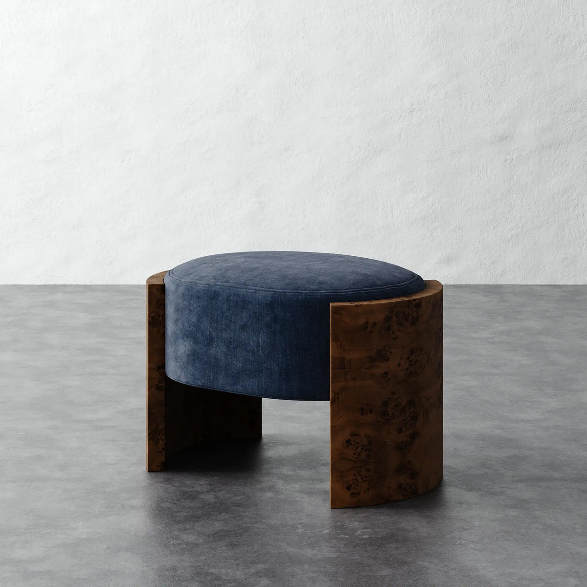 Benoit Ottoman - Indigo Strie Velvet