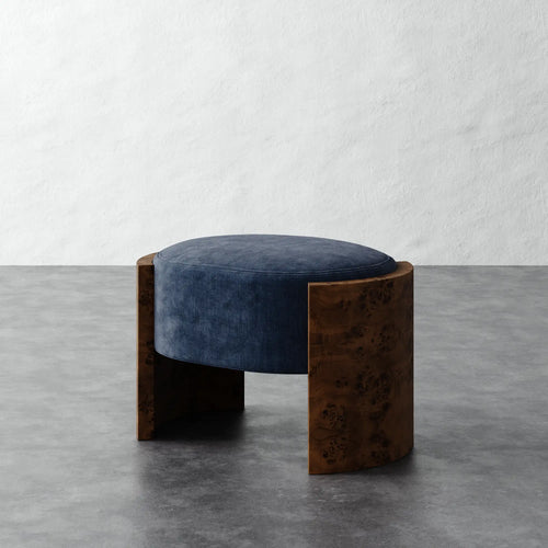 Benoit Ottoman - Indigo Strie Velvet