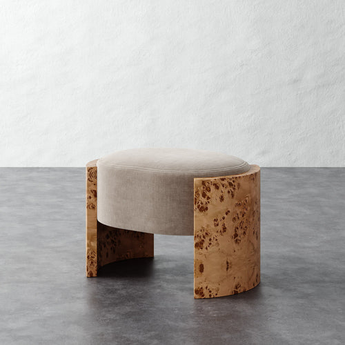 Benoit Ottoman - Performance Brushed Woven Velvet Dune