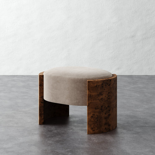 Benoit Ottoman - Performance Brushed Woven Velvet Dune