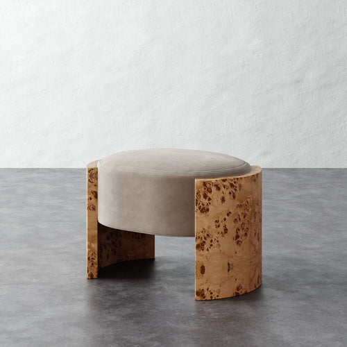 Benoit Ottoman - Performance Velvet Oatmeal