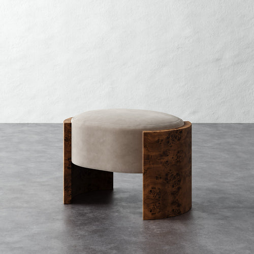 Benoit Ottoman - Performance Velvet Oatmeal