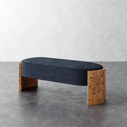 Benoit Upholstered Bench - Chunky Basket Indigo