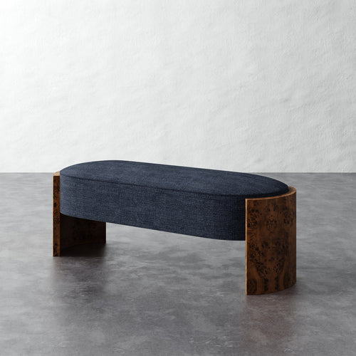 Benoit Upholstered Bench - Chunky Basket Indigo