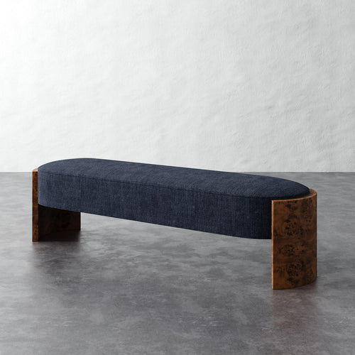 Benoit Upholstered Bench - Chunky Basket Indigo