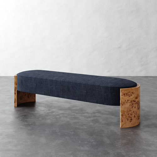Benoit Upholstered Bench - Chunky Basket Indigo