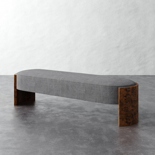 Benoit Upholstered Bench - Chunky Basket Pewter