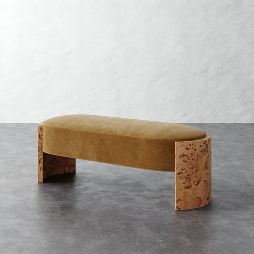 Benoit Upholstered Bench - Mohair Brown Sugar