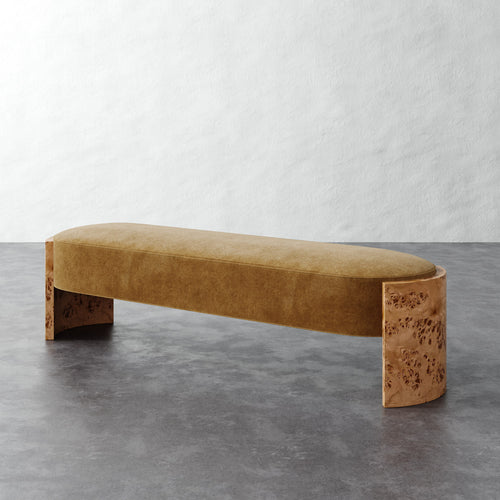 Benoit Upholstered Bench - Mohair Brown Sugar