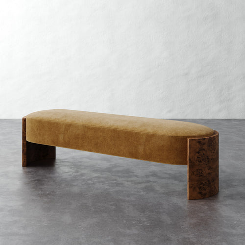Benoit Upholstered Bench - Mohair Brown Sugar