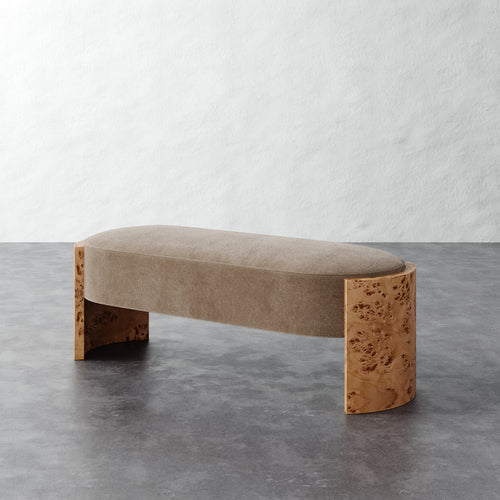 Benoit Upholstered Bench - Mohair Ecru