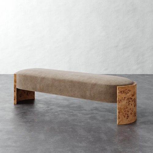 Benoit Upholstered Bench - Mohair Ecru