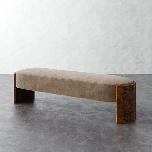 Benoit Upholstered Bench - Mohair Ecru