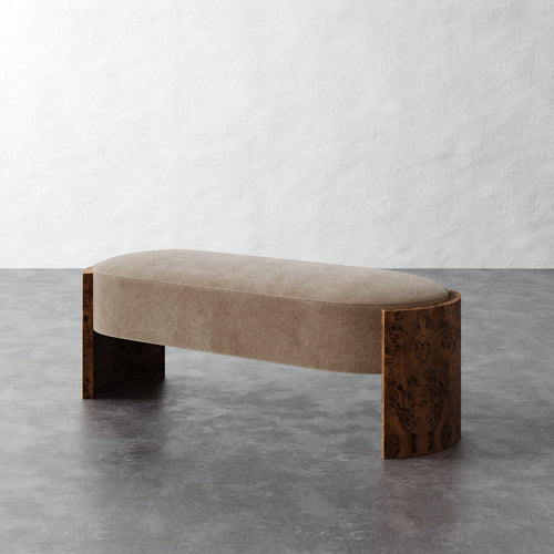 Benoit Upholstered Bench - Mohair Ecru