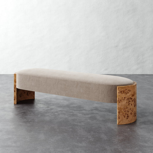 Benoit Upholstered Bench - Performance Brushed Woven Velvet Dune