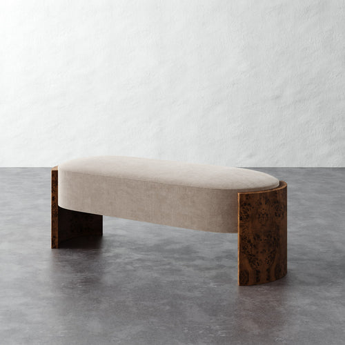 Benoit Upholstered Bench - Performance Brushed Woven Velvet Dune