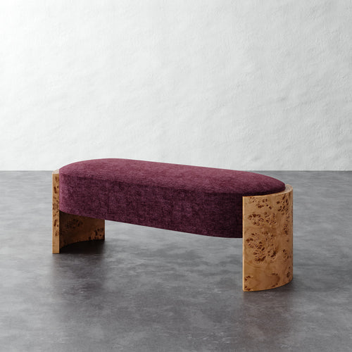 Benoit Upholstered Bench - Performance Matelasse Mulberry