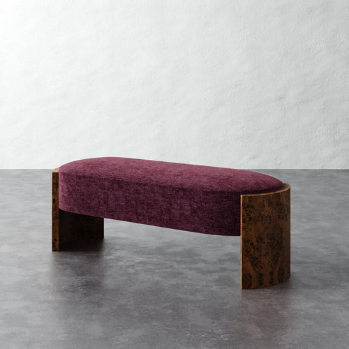 Benoit Upholstered Bench - Performance Matelasse Mulberry