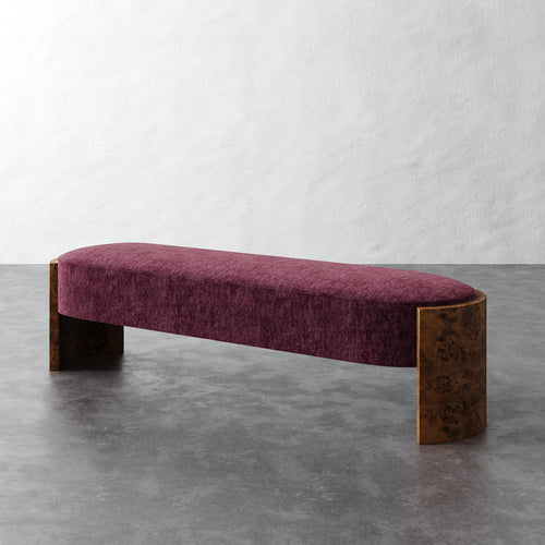Benoit Upholstered Bench - Performance Matelasse Mulberry