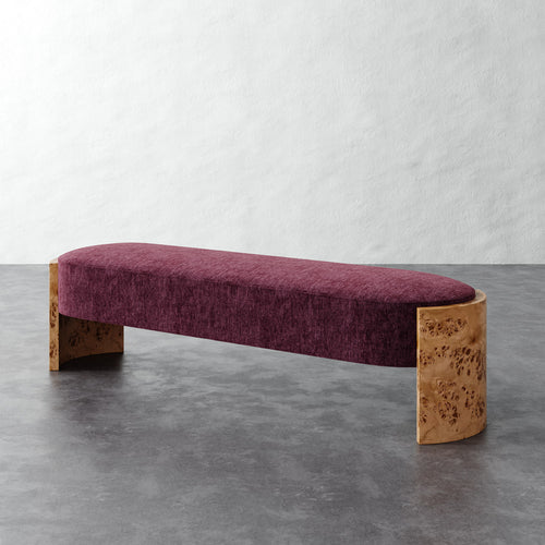 Benoit Upholstered Bench - Performance Matelasse Mulberry
