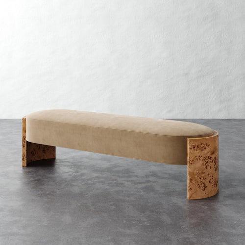 Benoit Upholstered Bench - Performance Velvet Acorn