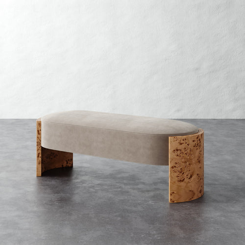 Benoit Upholstered Bench - Performance Velvet Oatmeal