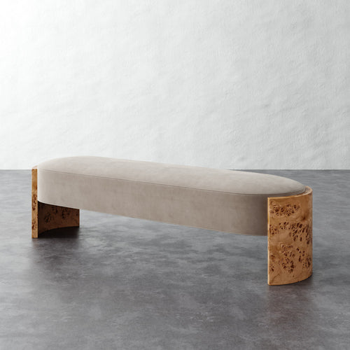 Benoit Upholstered Bench - Performance Velvet Oatmeal